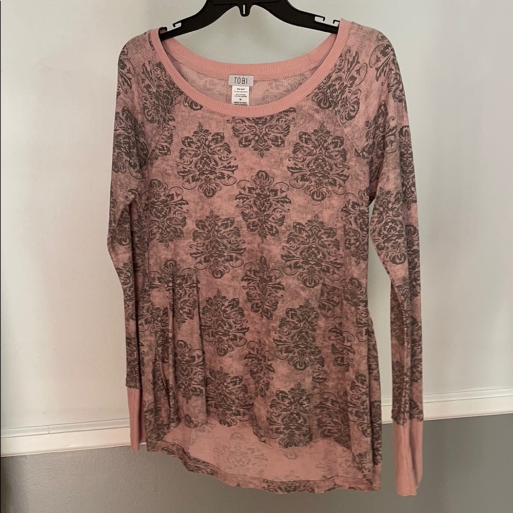 Pink Printed Waffle Top